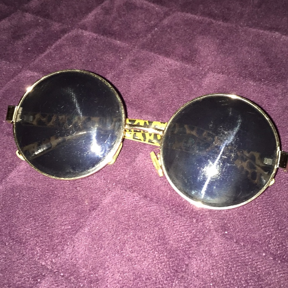 cheetah print round frame sun glasses